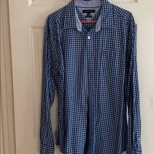 Blue checkered dress shirt